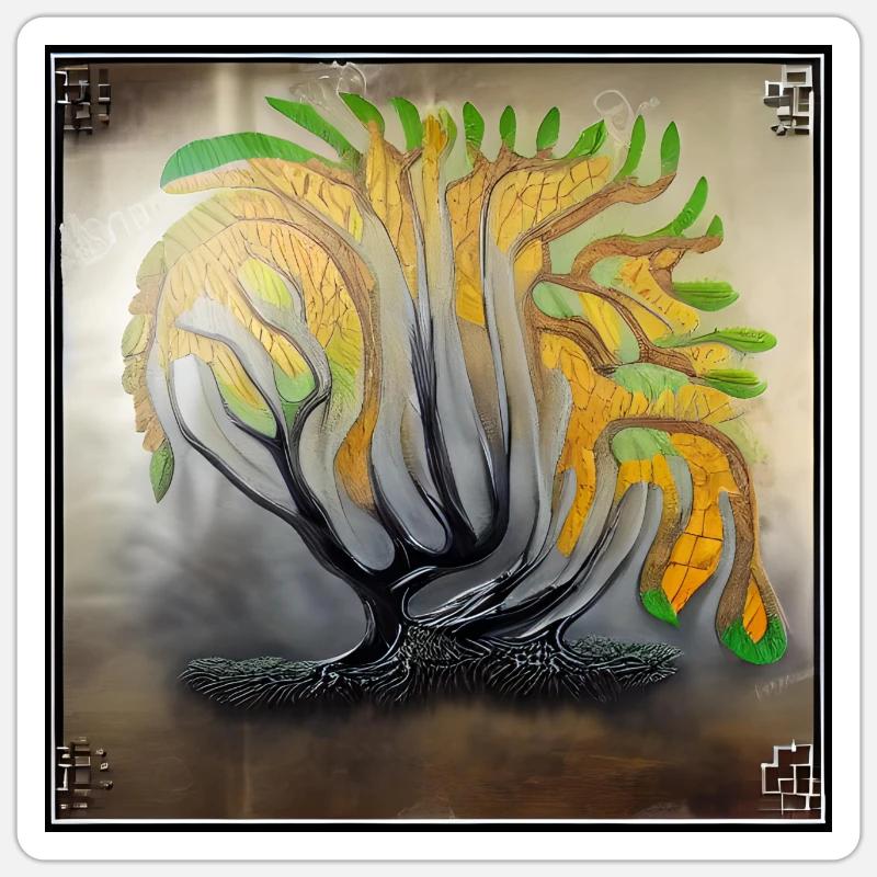 strong old tree dying - Sticker size S (10 x 10 cm) - white matte