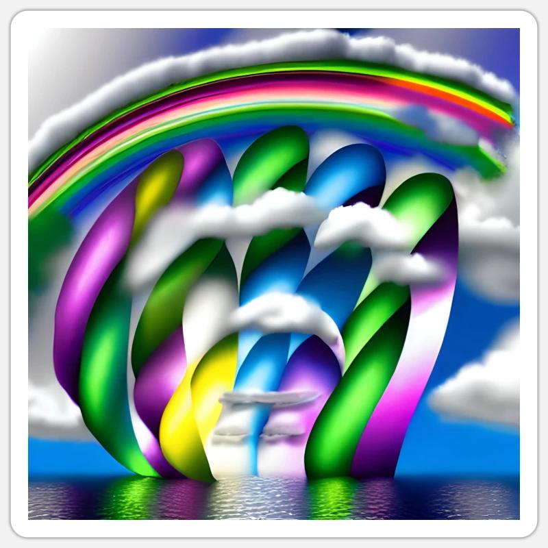 rainbow in clouds Sticker size S (10 x 10 cm)