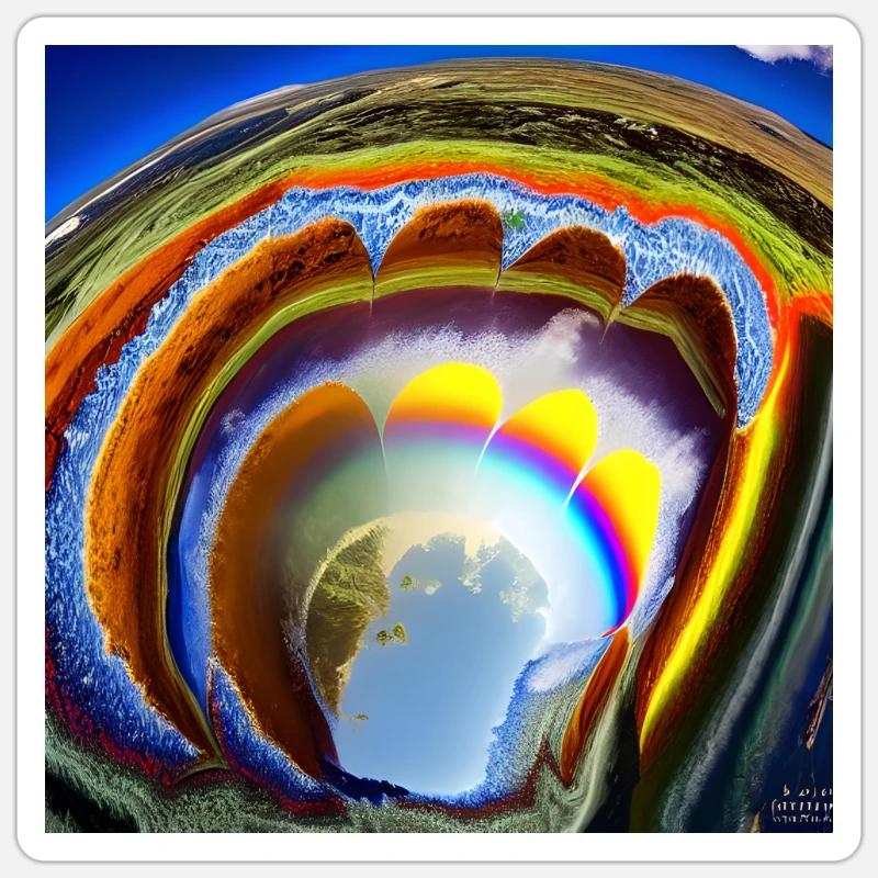 rainbow with sun from above - Sticker size S (10 x 10 cm) - white matte