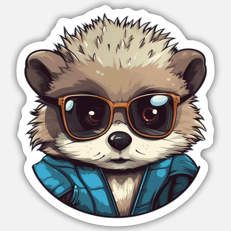 cool hedgehog - Sticker Größe S (10 x 10 cm) - Mattweiß