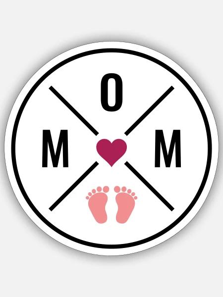 Maman Coeur Bébé Bébé Pieds Maman Amour Fête des Mères Maman - Sticker taille S (10 x 10 cm) - blanc mat