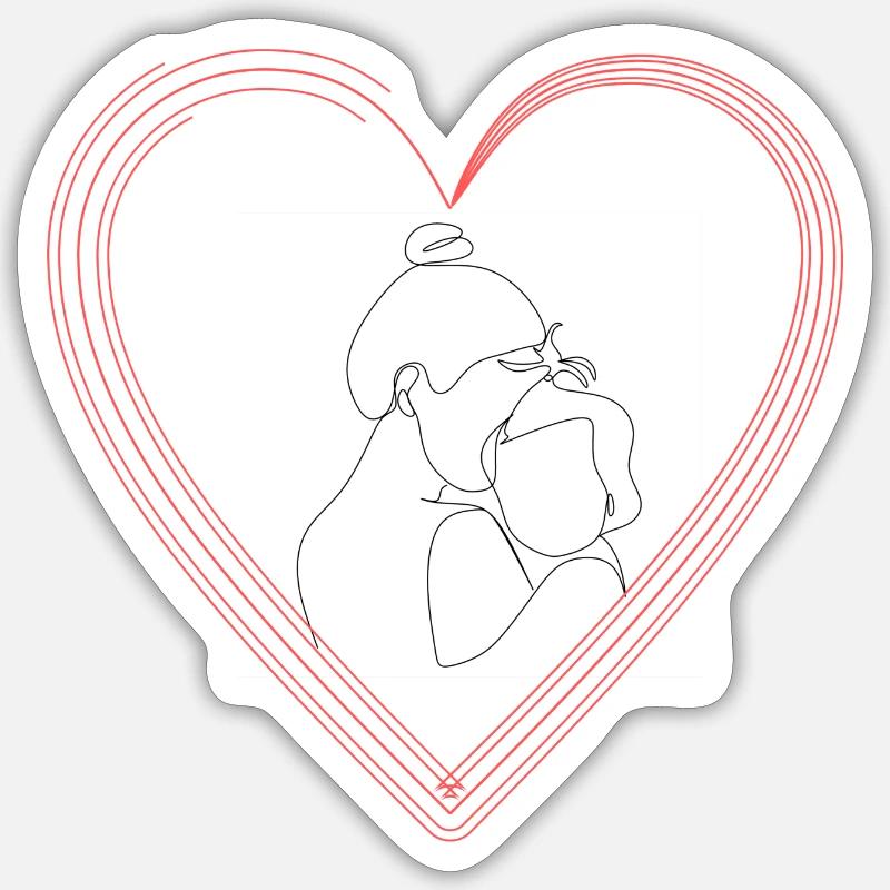 Mutter mit Kind in einem Herz - Sticker Größe S (10 x 10 cm) - Mattweiß