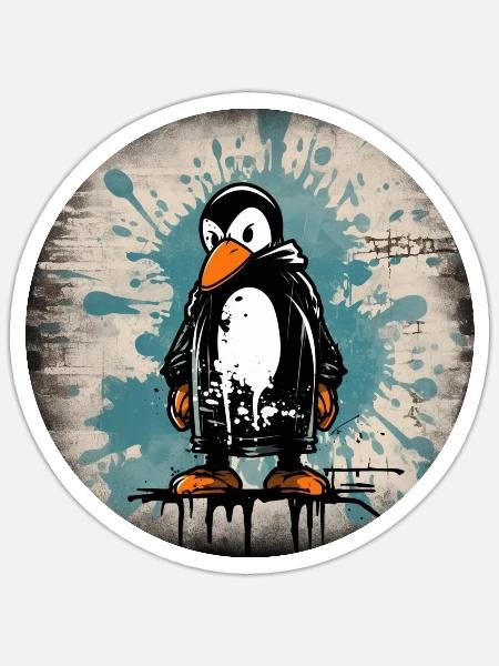 Urban Penguin #1 - Sticker Größe S (10 x 10 cm) - Mattweiß