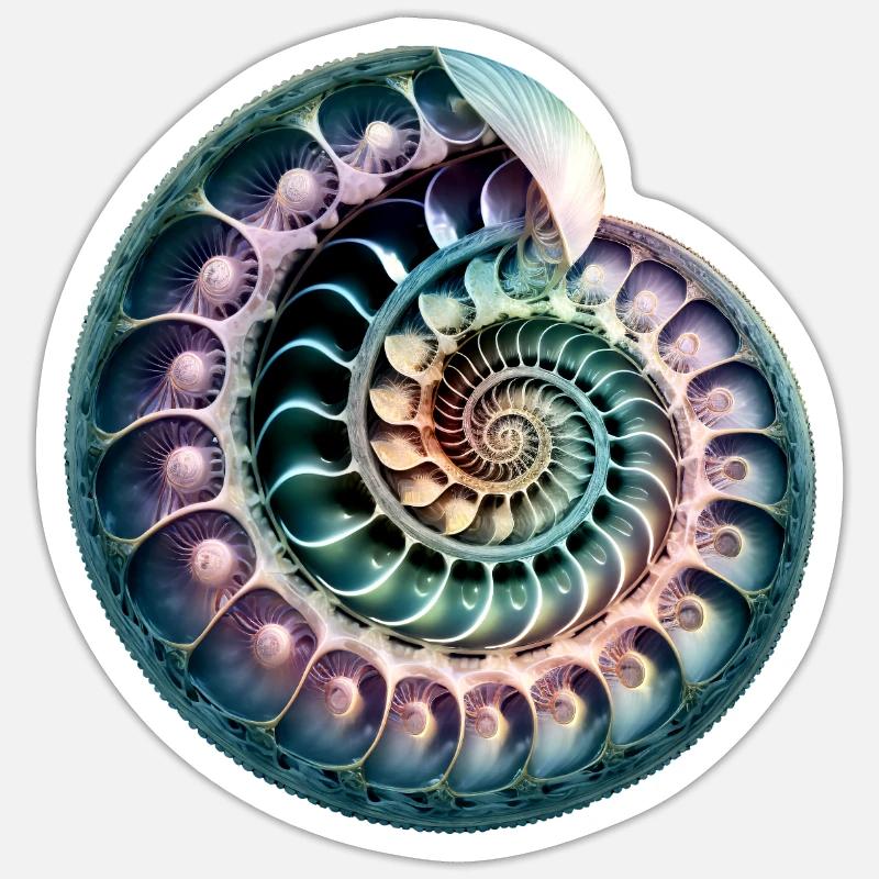Fibonacci spiral, shell, golden ratio - Sticker size S (10 x 10 cm) - white matte