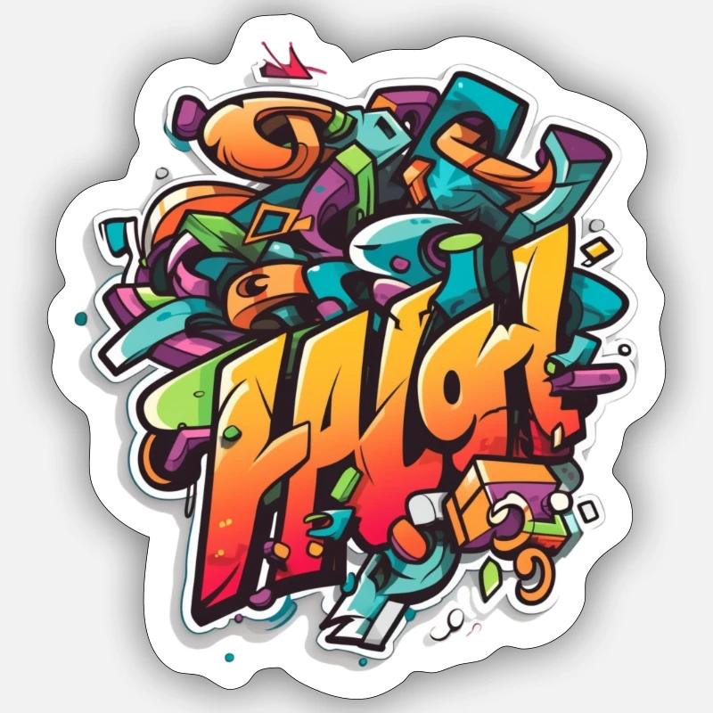 Autocollant de lettrage graffiti cool - Sticker taille S (10 x 10 cm) - blanc mat