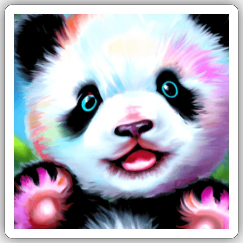 Panda - Sticker taille S (10 x 10 cm) - blanc mat