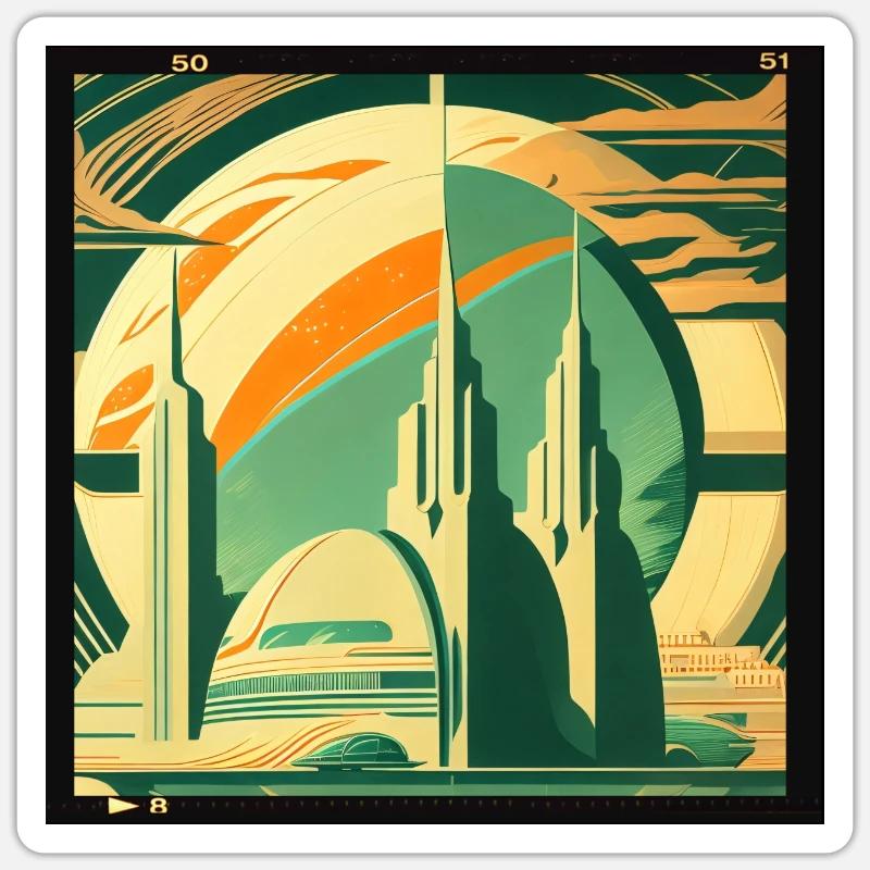 Rétrofuturisme spatial Sticker taille S (10 x 10 cm)