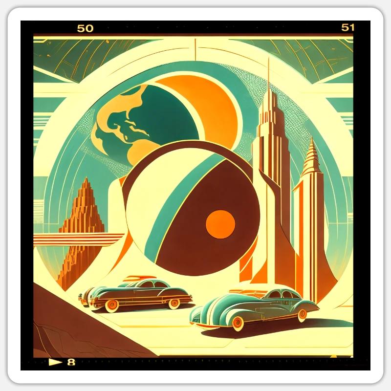 Imaginary retro planet - Sticker size S (10 x 10 cm) - white matte