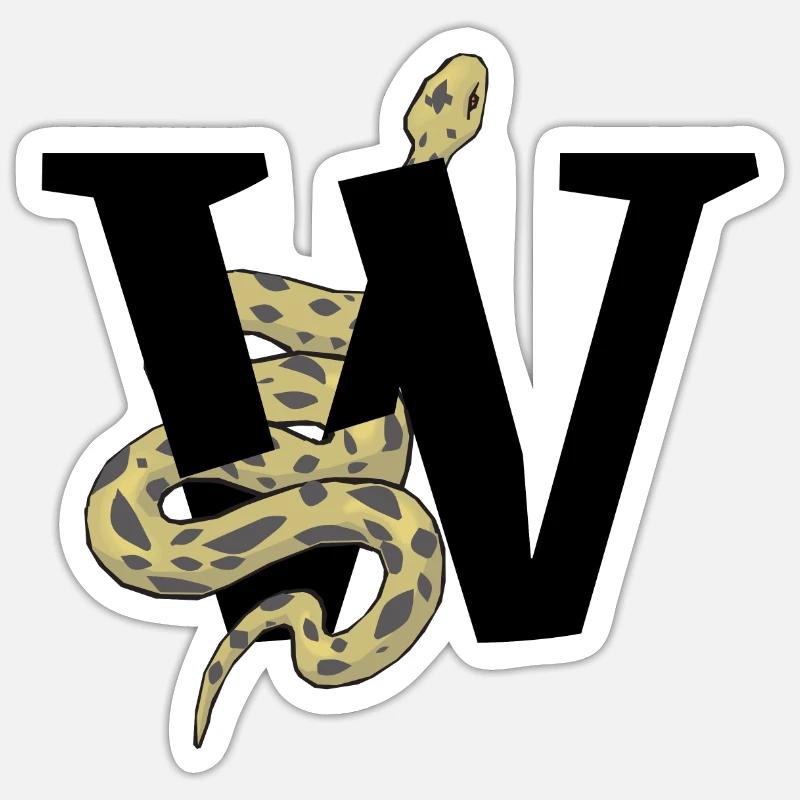 Lettre w serpent - Sticker taille S (10 x 10 cm) - blanc mat