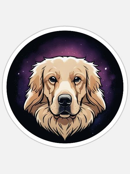 Golden Retriever im Kreis. - Sticker Größe S (10 x 10 cm) - Mattweiß