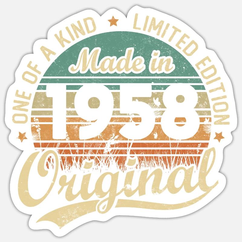 Vintage Retro Geburtstagsgeschenk 1958 Vintage - Sticker Größe S (10 x 10 cm) - Mattweiß