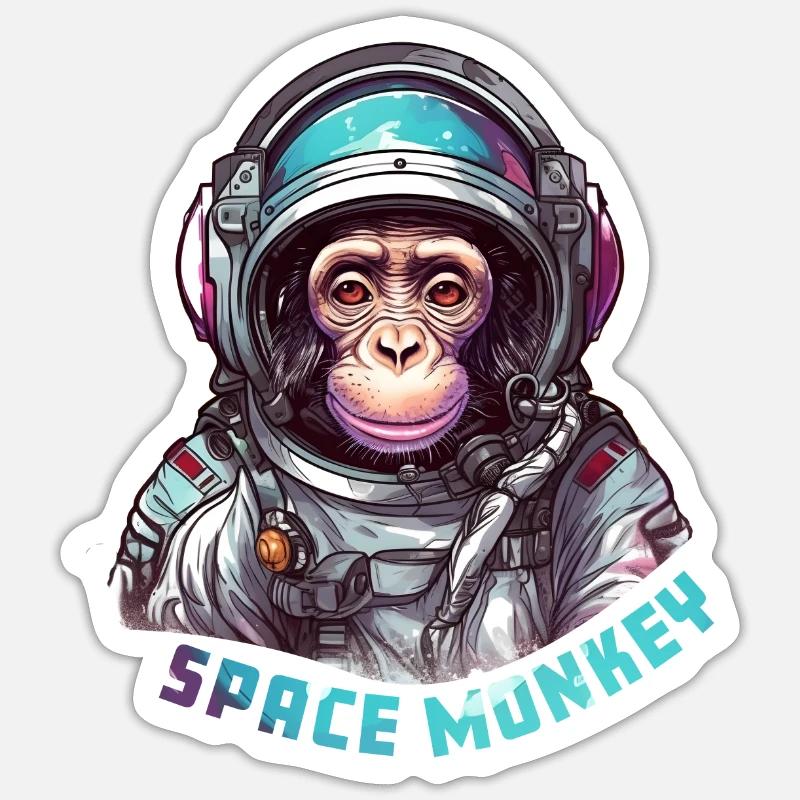 Singe de l’espace - Sticker taille S (10 x 10 cm) - blanc mat