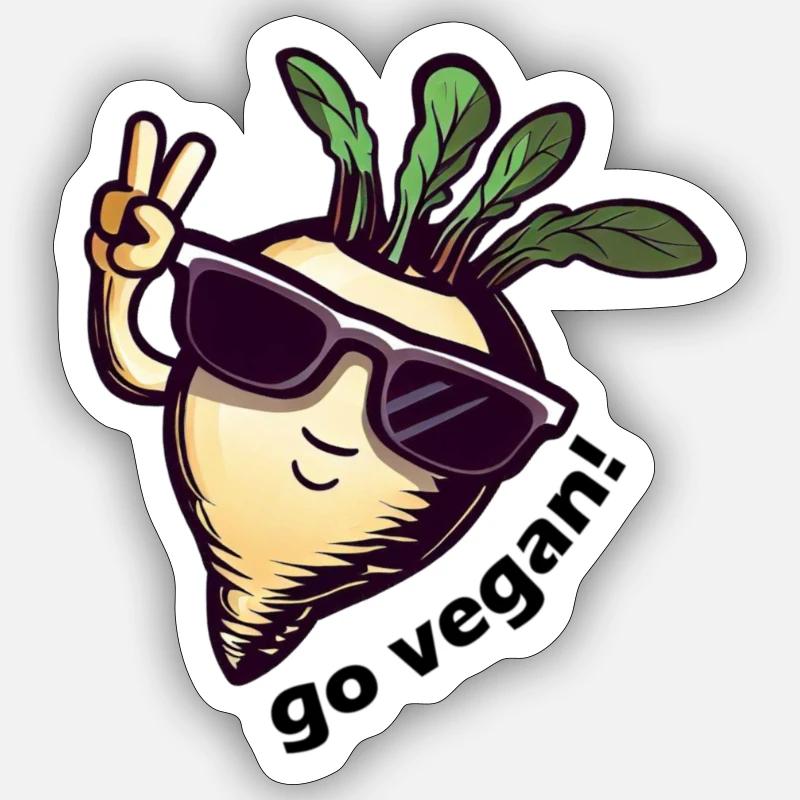 Cute vegan turnip. Peace! Sticker size S (10 x 10 cm)