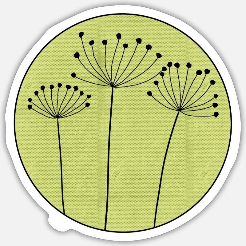 Fleur séchée Minimale - Sticker taille S (10 x 10 cm) - blanc mat