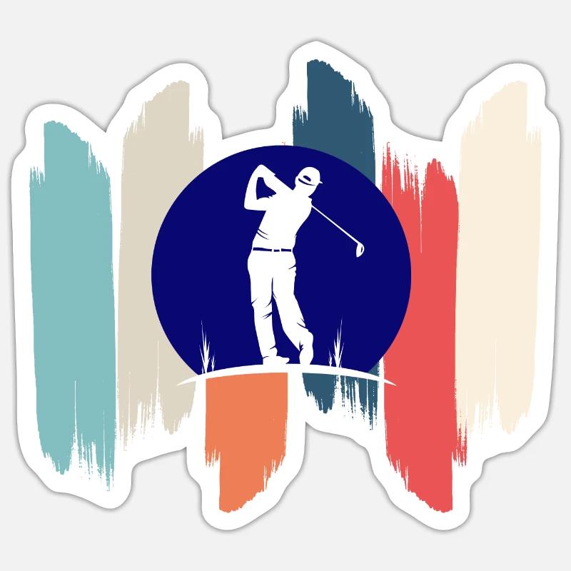 Retro rainbow golf - Sticker size S (10 x 10 cm) - white matte