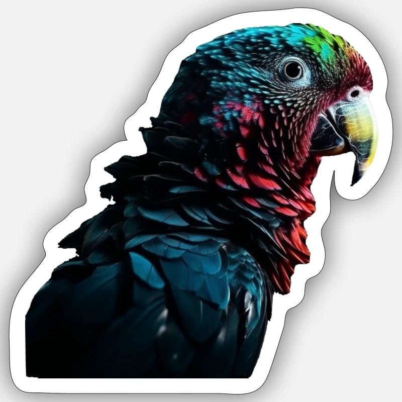La perruche multicolore - Sticker taille S (10 x 10 cm) - blanc mat