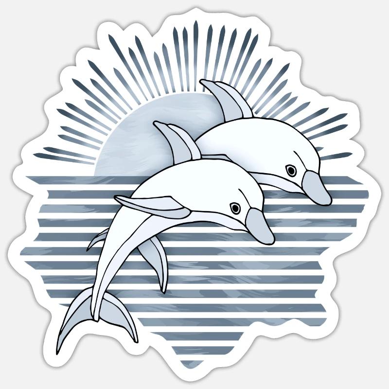 Dauphins - Sticker taille S (10 x 10 cm) - blanc mat