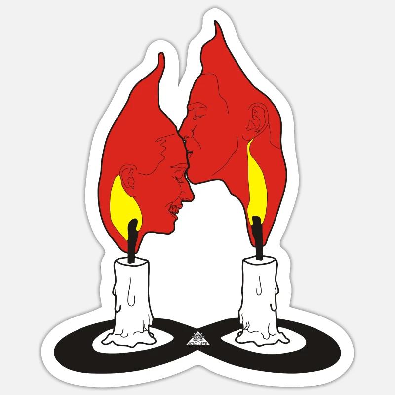 Baiser frontal Twin Flame - Sticker taille S (10 x 10 cm) - blanc mat