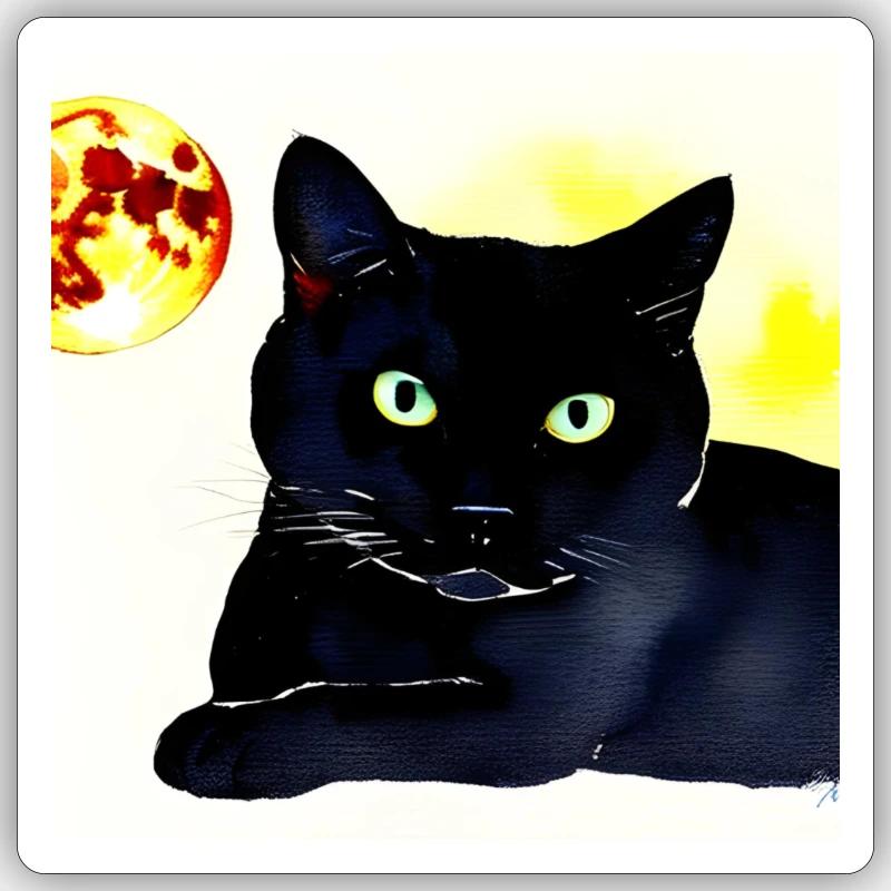 BlackCat - Sticker taille S (10 x 10 cm) - blanc mat