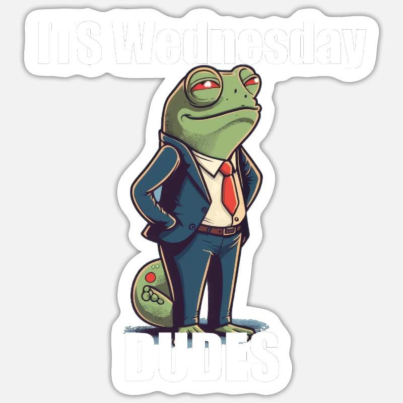 Frosch Its Wednesday Dudes - Sticker Größe S (10 x 10 cm) - Mattweiß