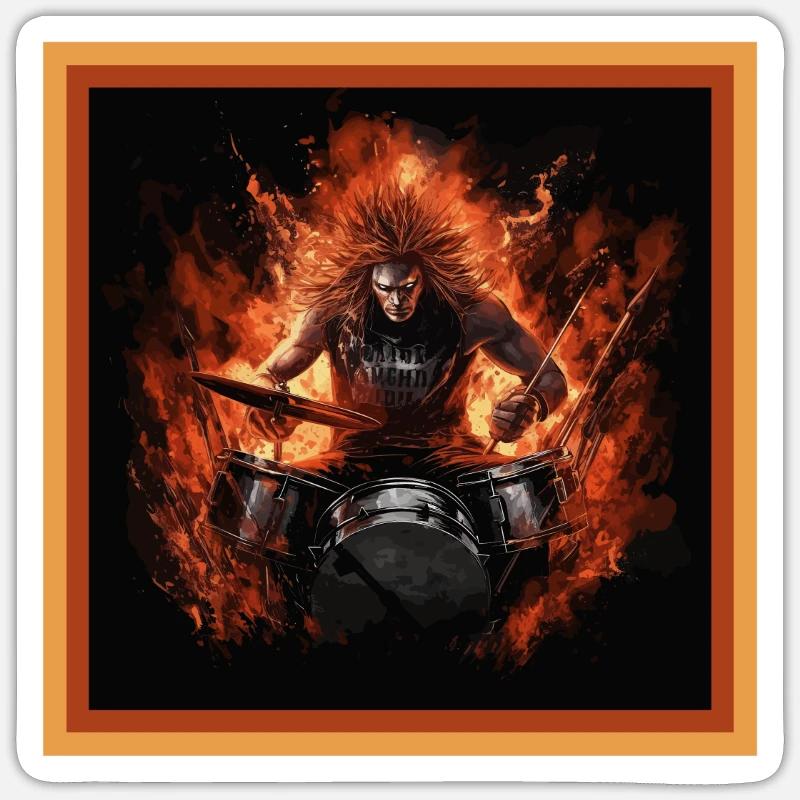 Flams Drummer - Sticker Größe S (10 x 10 cm) - Mattweiß