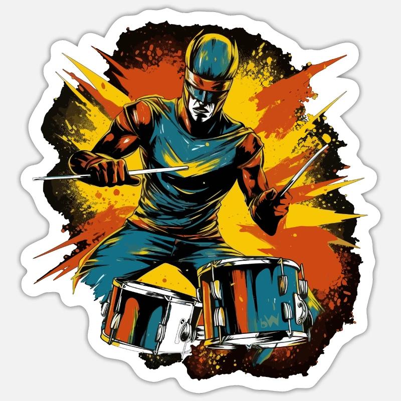 Space Drummer - Sticker Größe S (10 x 10 cm) - Mattweiß