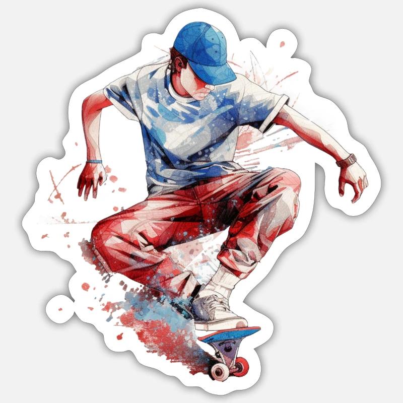 a young man on a skateboard doing tricks Sticker size S (10 x 10 cm)