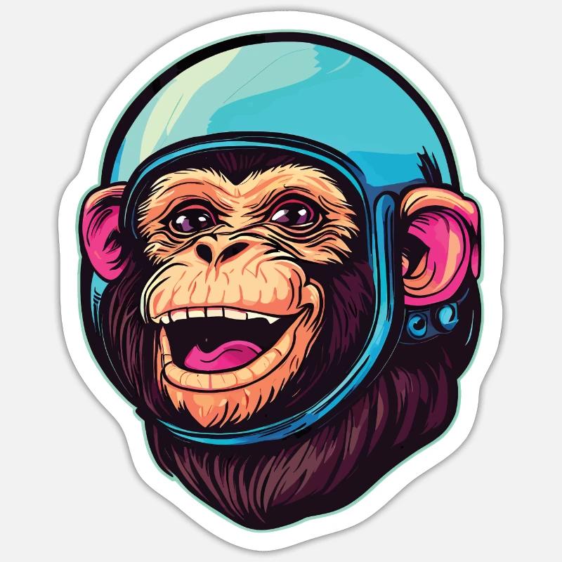 Space Monkey - Sticker size S (10 x 10 cm) - white matte
