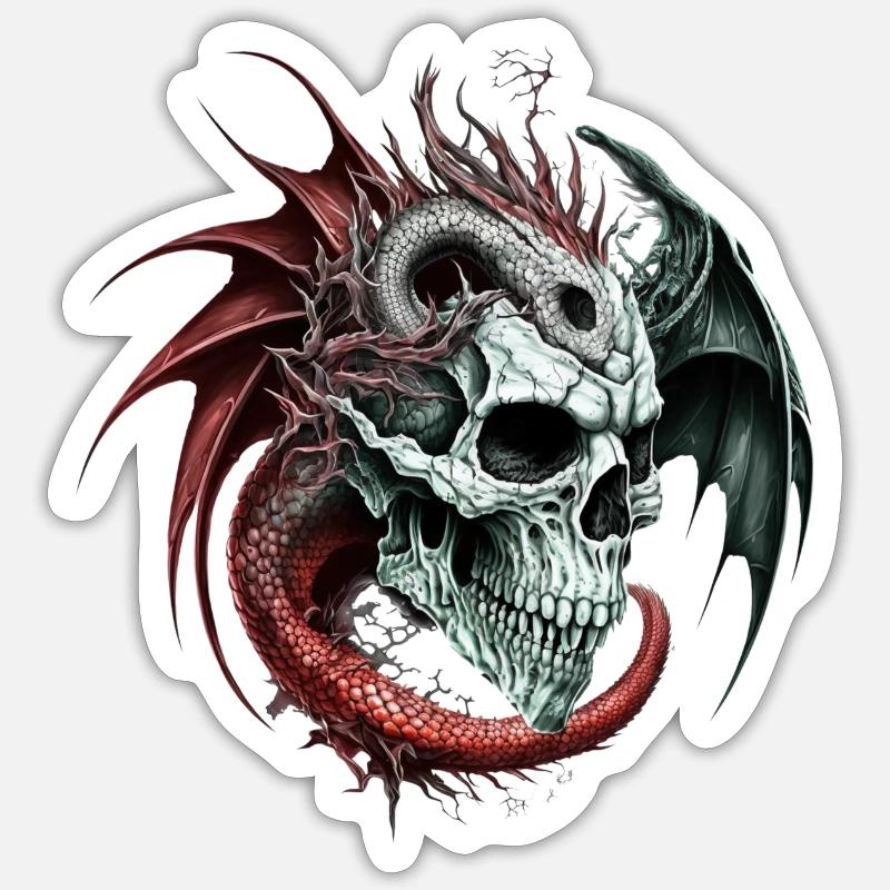 Skull Dragon - Sticker size S (10 x 10 cm) - white matte