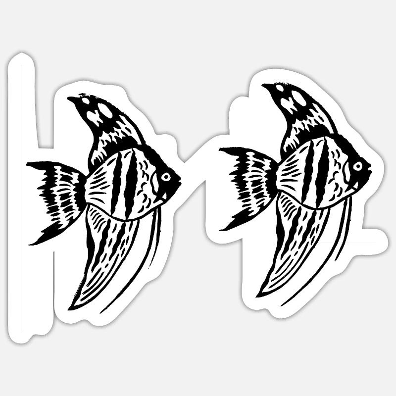 Two fish - Sticker size S (10 x 10 cm) - white matte