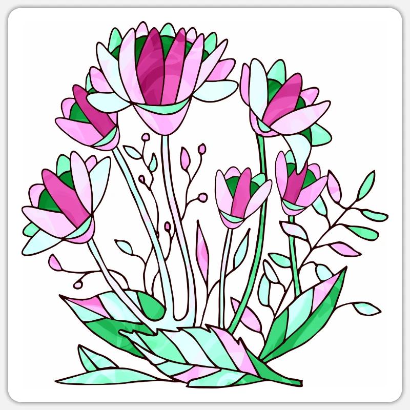 Fleur - Sticker taille S (10 x 10 cm) - blanc mat