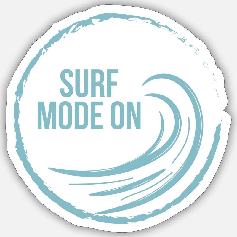 Surf Mode On - Sticker Größe S (10 x 10 cm) - Mattweiß