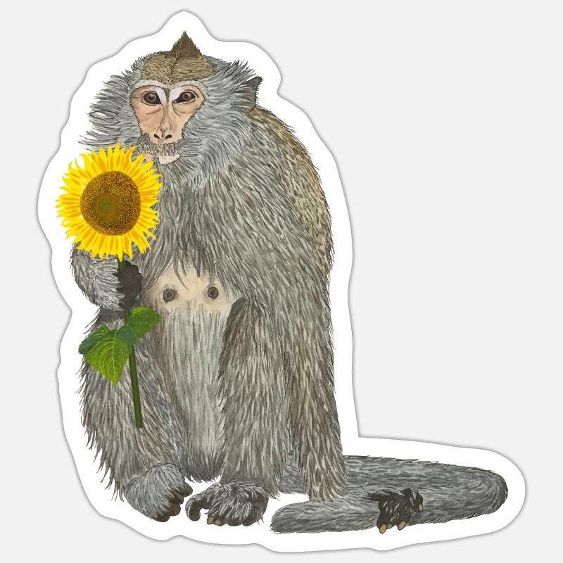 Monkey Sunflower Macaque Sticker size S (10 x 10 cm)