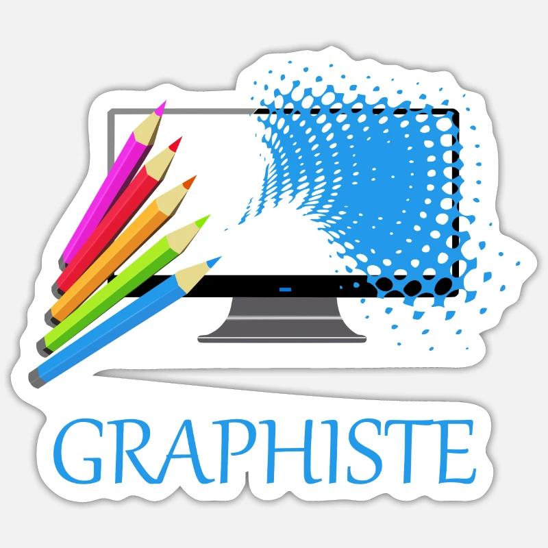 Graphiste - Sticker taille S (10 x 10 cm) - blanc mat