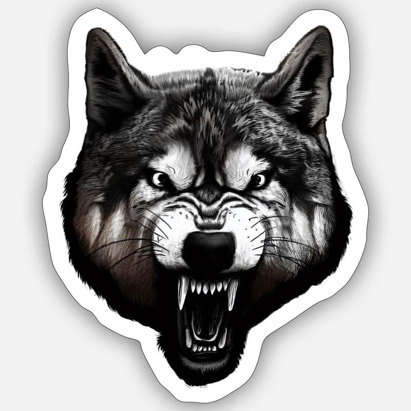 The biting wolf Sticker size S (10 x 10 cm)