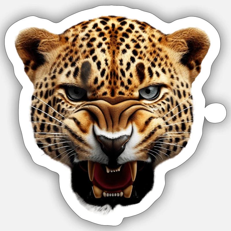 Aggressive leopard Sticker size S (10 x 10 cm)