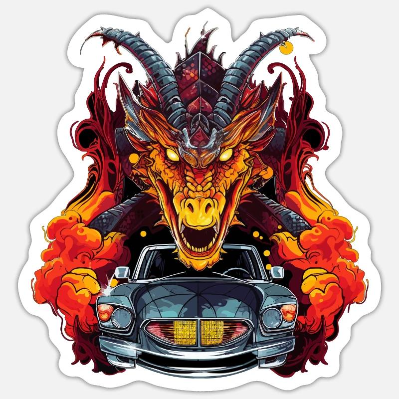Drachen Auto - Sticker Größe S (10 x 10 cm) - Mattweiß