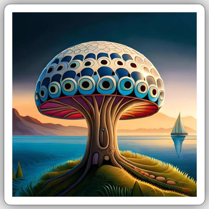 Mushroom comic - Sticker Größe S (10 x 10 cm) - Mattweiß