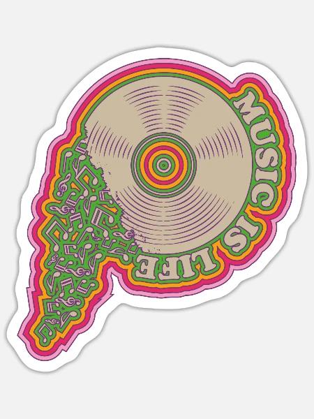 Music is life - Sticker Größe S (10 x 10 cm) - Mattweiß