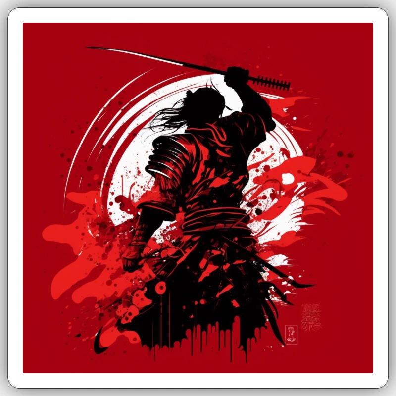 Samouraï 1 - Sticker taille S (10 x 10 cm) - blanc mat