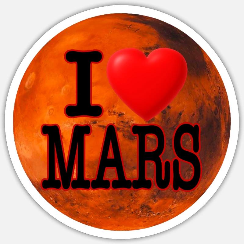 Ich liebe den Mars - Sticker Größe S (10 x 10 cm) - Mattweiß