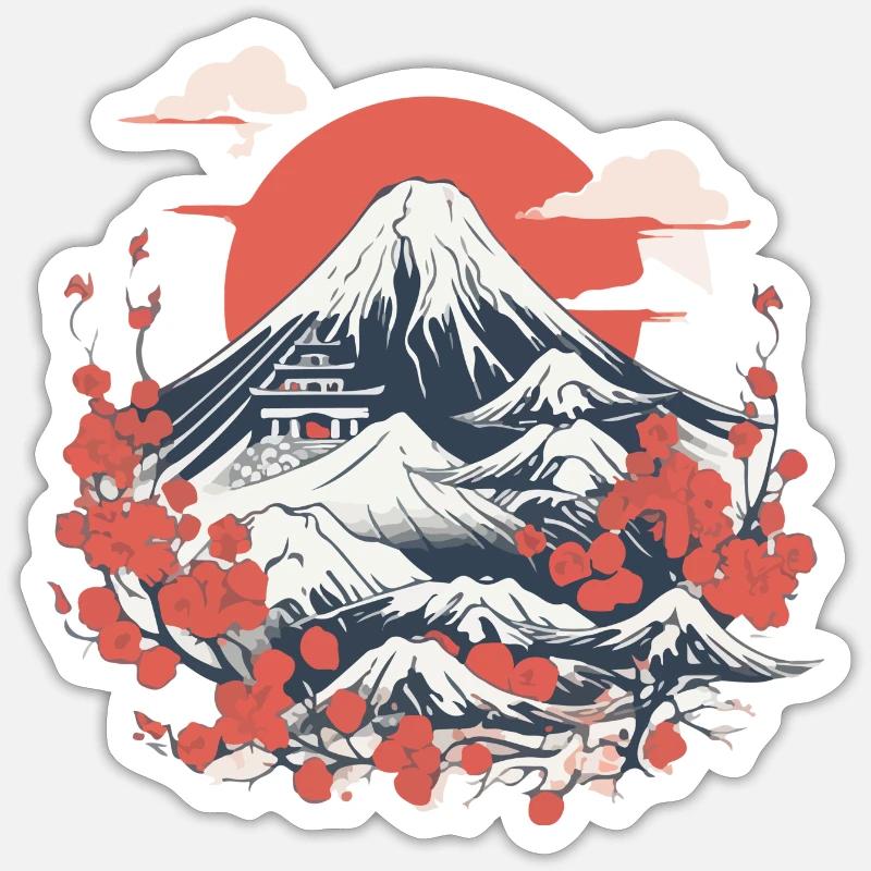 Folklore japonais - Sticker taille S (10 x 10 cm) - blanc mat