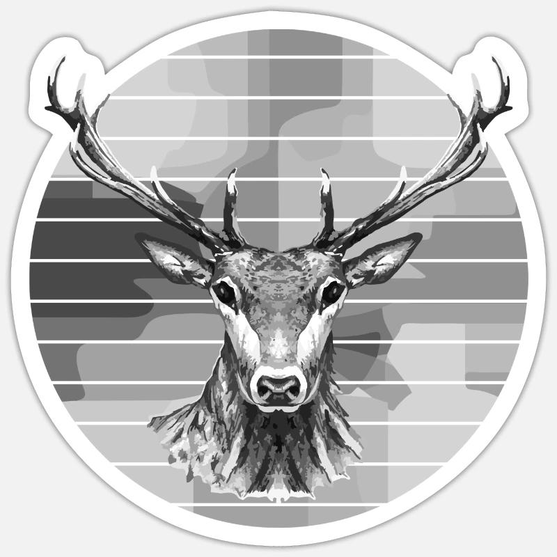 Hirsch - Sticker Größe S (10 x 10 cm) - Mattweiß