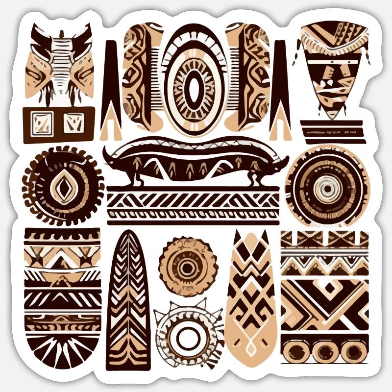 Afrikanische Folklore - Sticker Größe S (10 x 10 cm) - Mattweiß