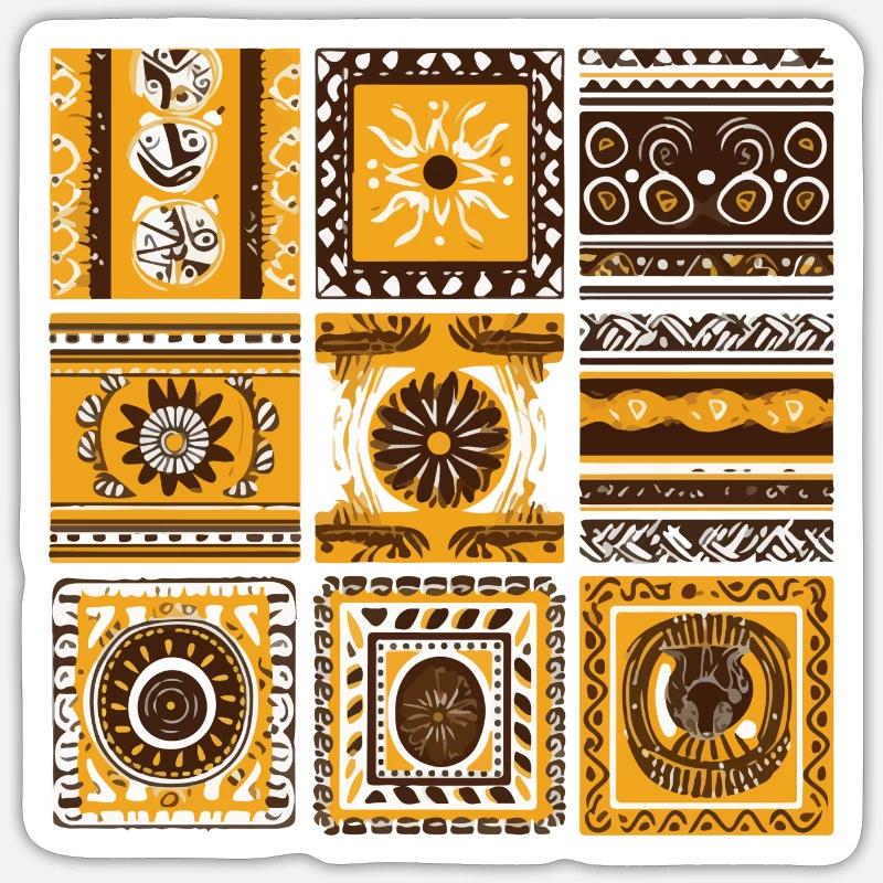 Folklore africain - Sticker taille S (10 x 10 cm) - blanc mat
