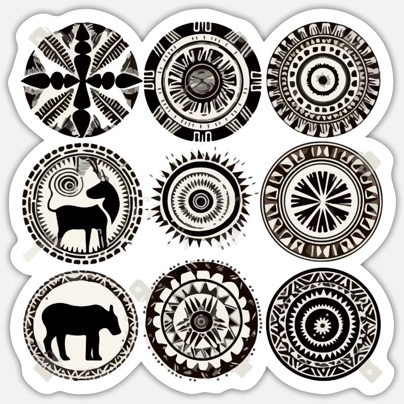 African folklore - Sticker size S (10 x 10 cm) - white matte