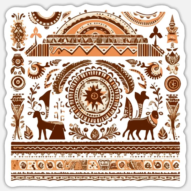Afrikanische Folklore - Sticker Größe S (10 x 10 cm) - Mattweiß