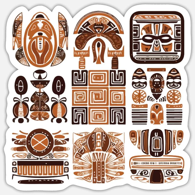 Afrikanische Folklore - Sticker Größe S (10 x 10 cm) - Mattweiß