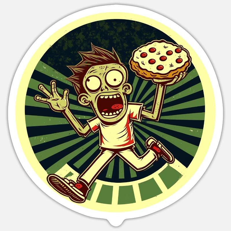 Zombie Pizza Boy Sticker Größe S (10 x 10 cm)
