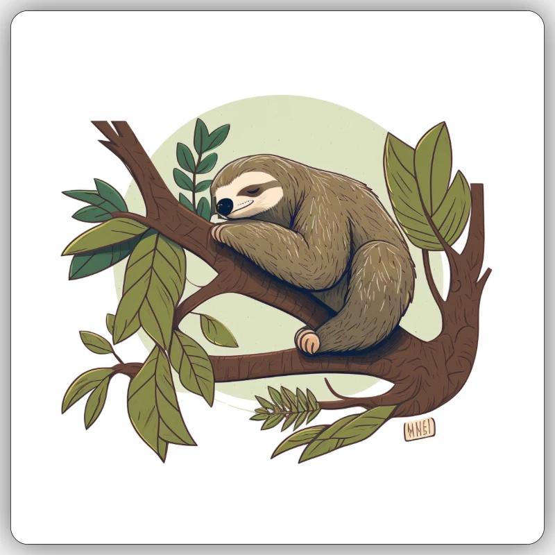 Sloth sleeping - Sticker size S (10 x 10 cm) - white matte
